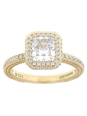 Judith Ripka Cubic Zirconia 14k Yellow Gold Clad Toujours Ring 3.56ctw Size 9